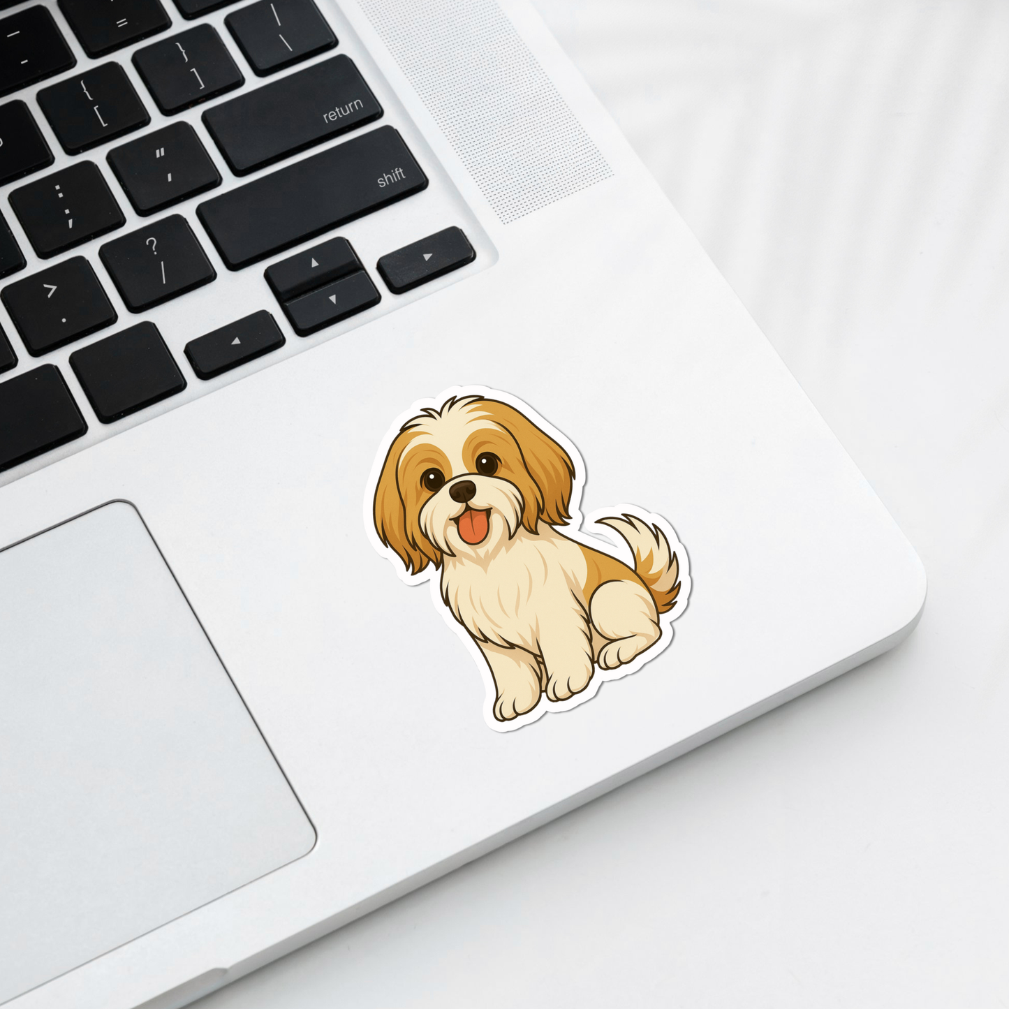 Autocollant personnalisé Shih Tzu - Or et blanc | Personnalisable avec votre nom