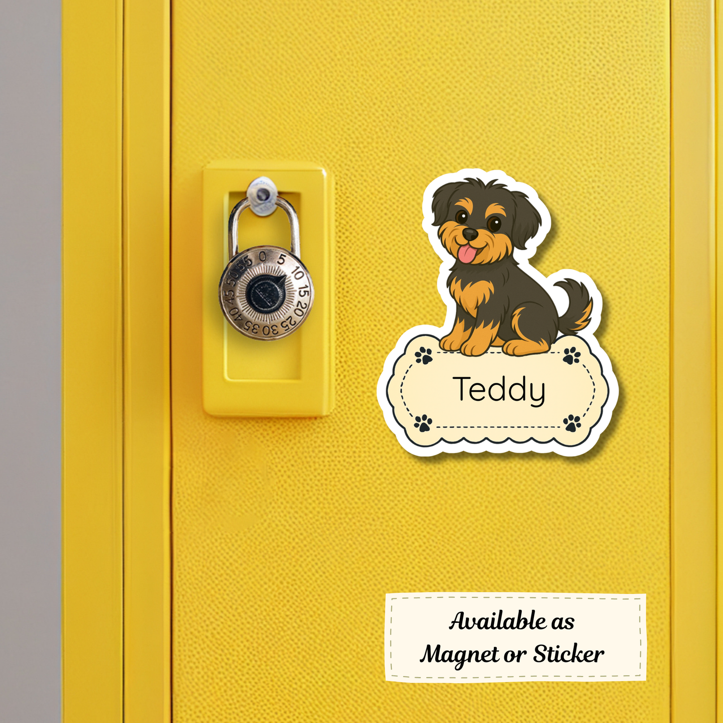 Autocollant personnalisé pour chien Shorkie - Noir et feu | Personnalisable avec votre nom