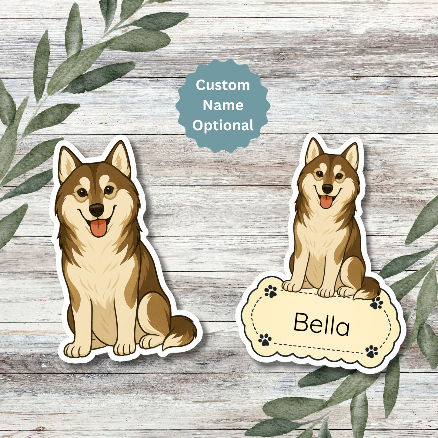 Custom Siberian Husky Dog Sticker - Agouti and White | Personalized with Name