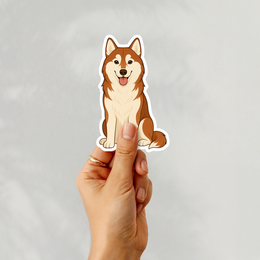Autocollant personnalisé Husky de Sibérie - Rouge et blanc | Personnalisable avec votre nom