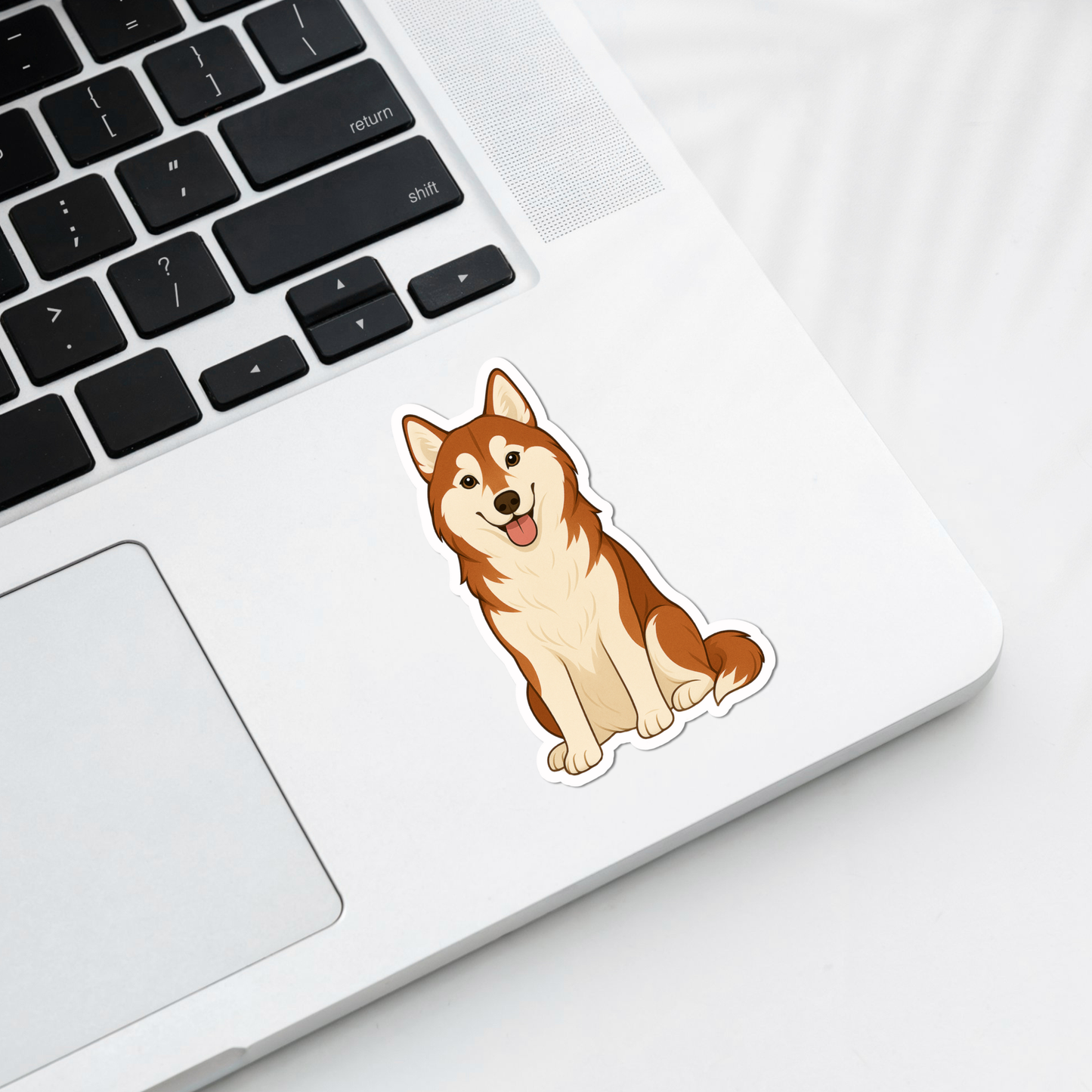 Autocollant personnalisé Husky de Sibérie - Rouge et blanc | Personnalisable avec votre nom