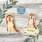 Autocollant personnalisé Husky de Sibérie - Rouge et blanc | Personnalisable avec votre nom