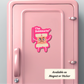 ‘The Bobbinator’ magnet mock-up on pink locker, fun cross stitch themed gift