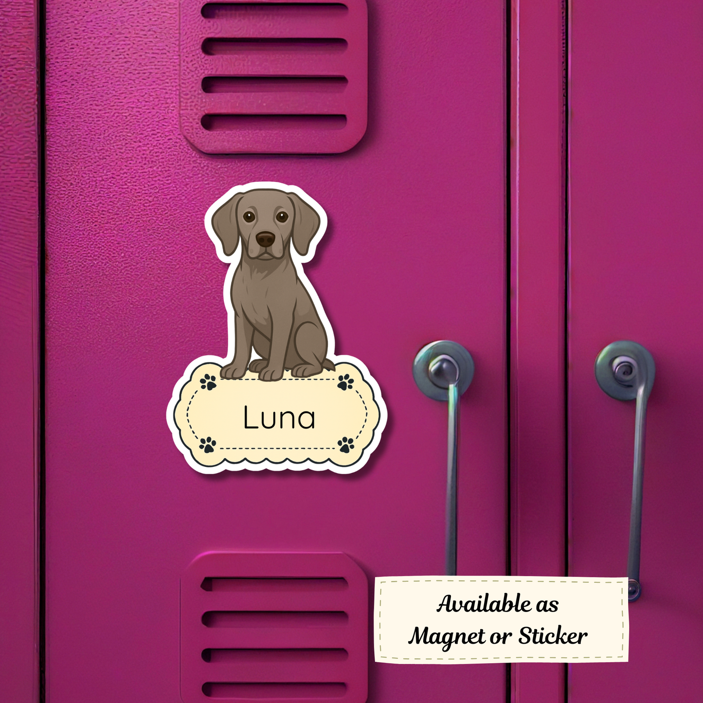 Custom Weimaraner Dog Sticker - Mouse Gray | Personalized with Name