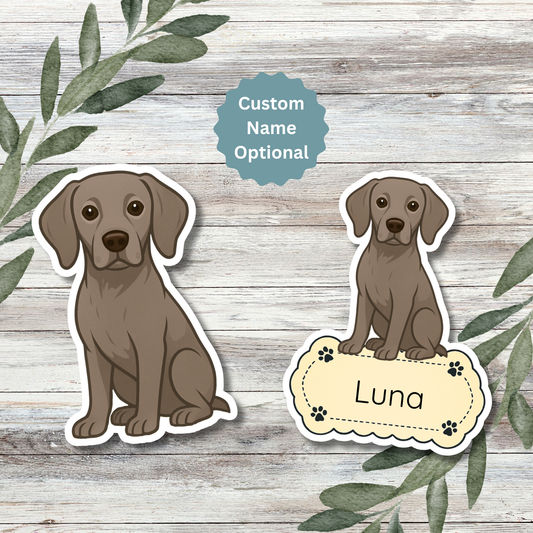 Autocollant personnalisé pour chien Weimaraner – Gris souris | Personnalisable avec votre nom