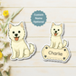 Aimant personnalisé pour chien Westie - Blanc | Personnalisable avec le nom de l'animal
