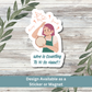 Sticker with confused crafter and math symbols on light background