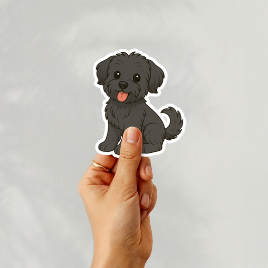 Autocollant personnalisé pour chien Yorkiepoo - Noir | Personnalisable avec nom