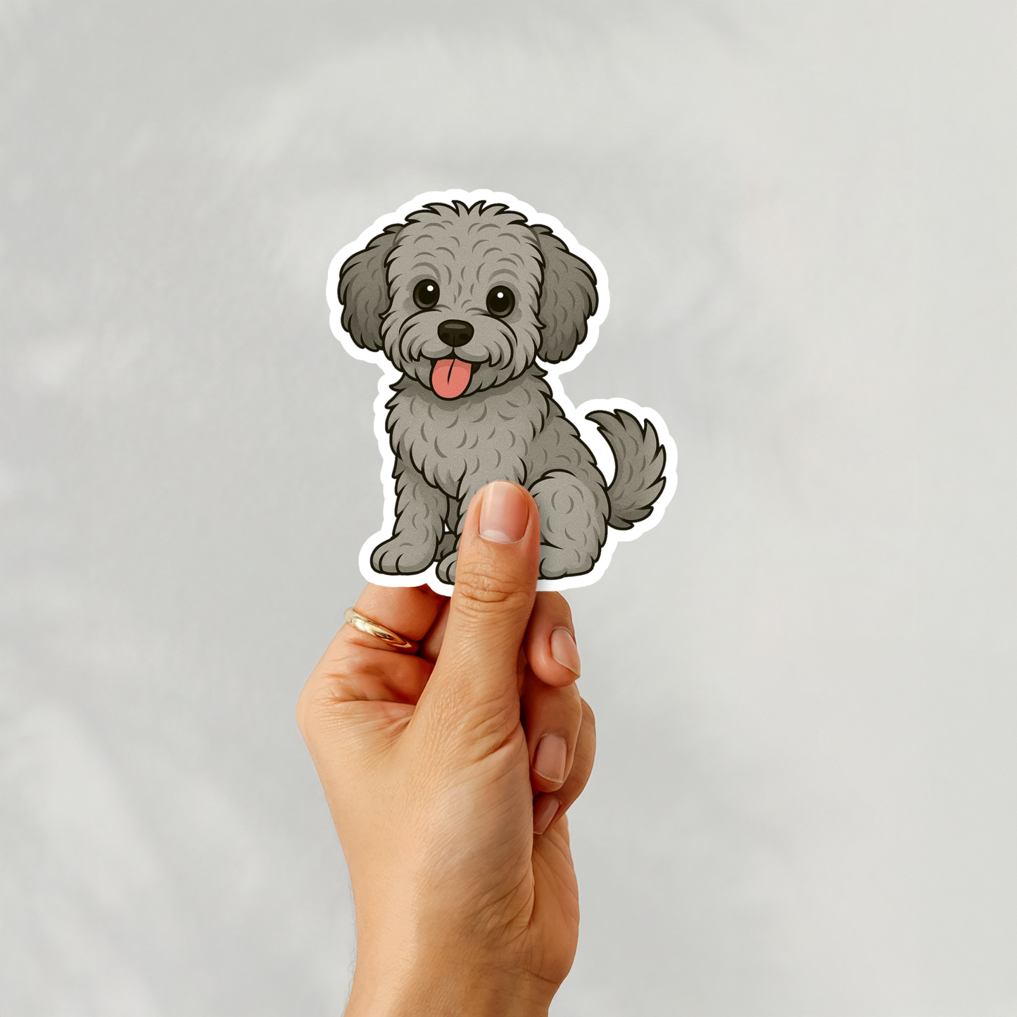 Autocollant personnalisé pour chien Yorkiepoo - Argent | Personnalisable avec nom