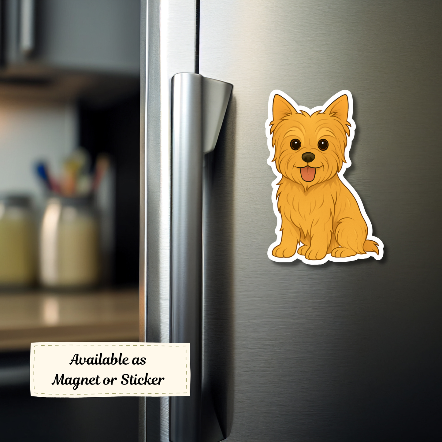 Custom Yorkshire Terrier Dog Magnet - Cropped Ears Golden | Personalized with Pet Name