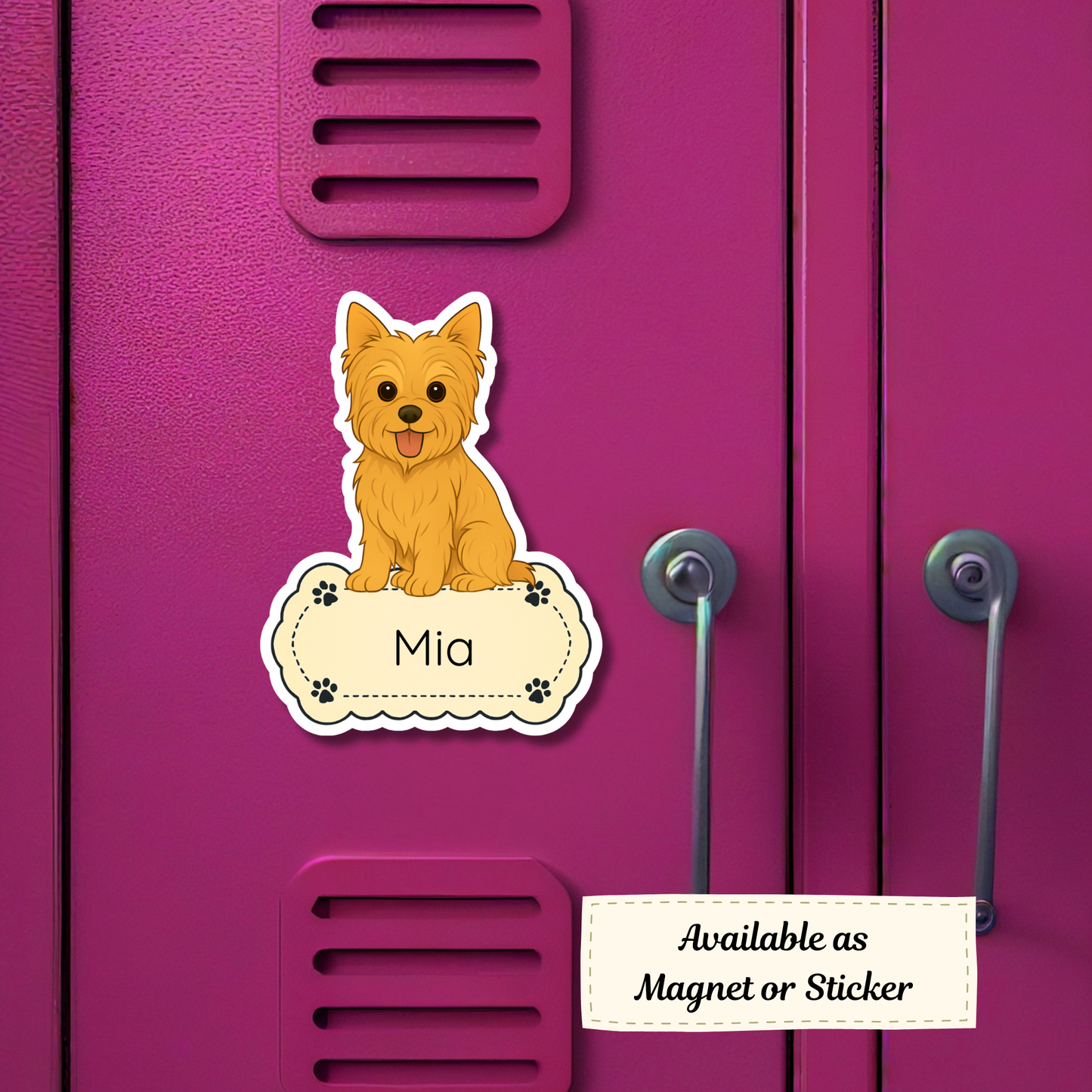 Custom Yorkshire Terrier Dog Magnet - Cropped Ears Golden | Personalized with Pet Name