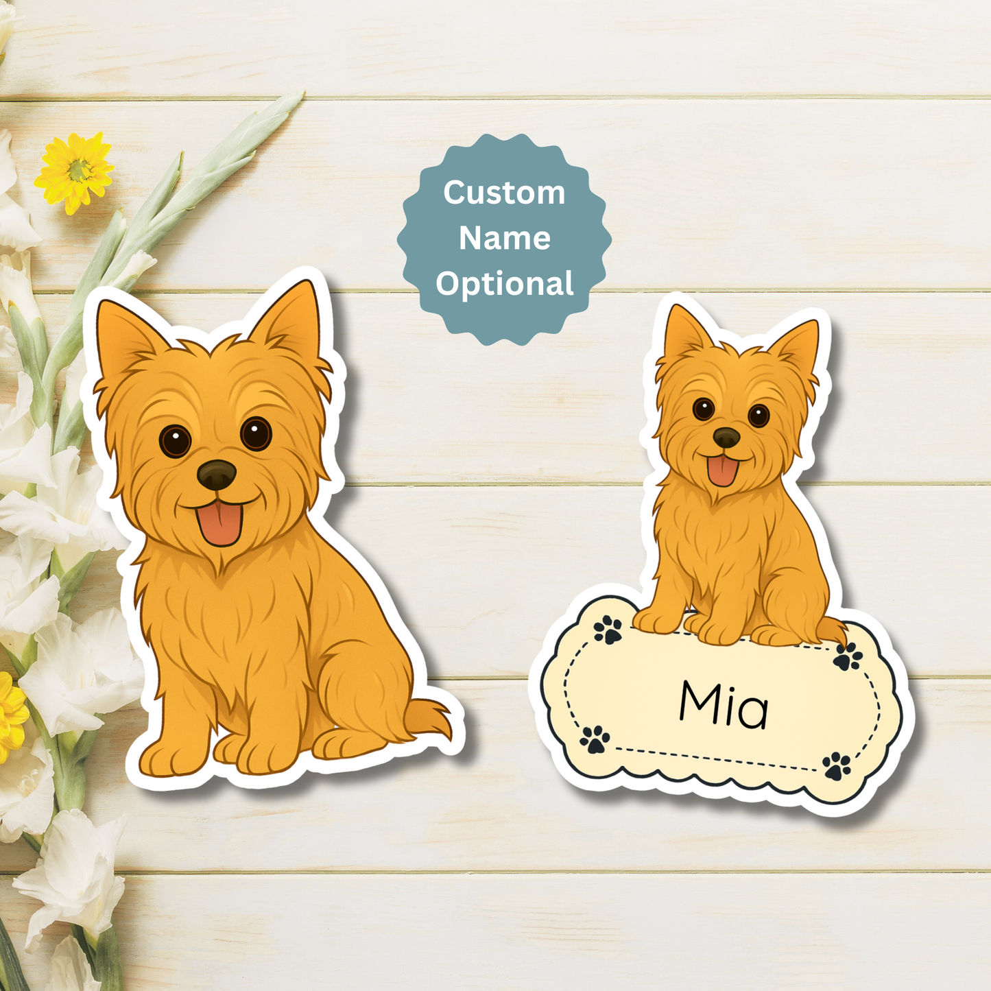 Custom Yorkshire Terrier Dog Magnet - Cropped Ears Golden | Personalized with Pet Name