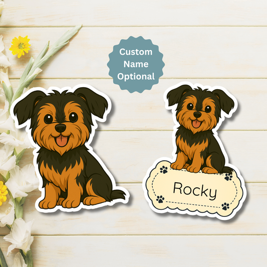 Custom Yorkshire Terrier Dog Magnet - Natural Ears Black and Tan | Personalized with Pet Name