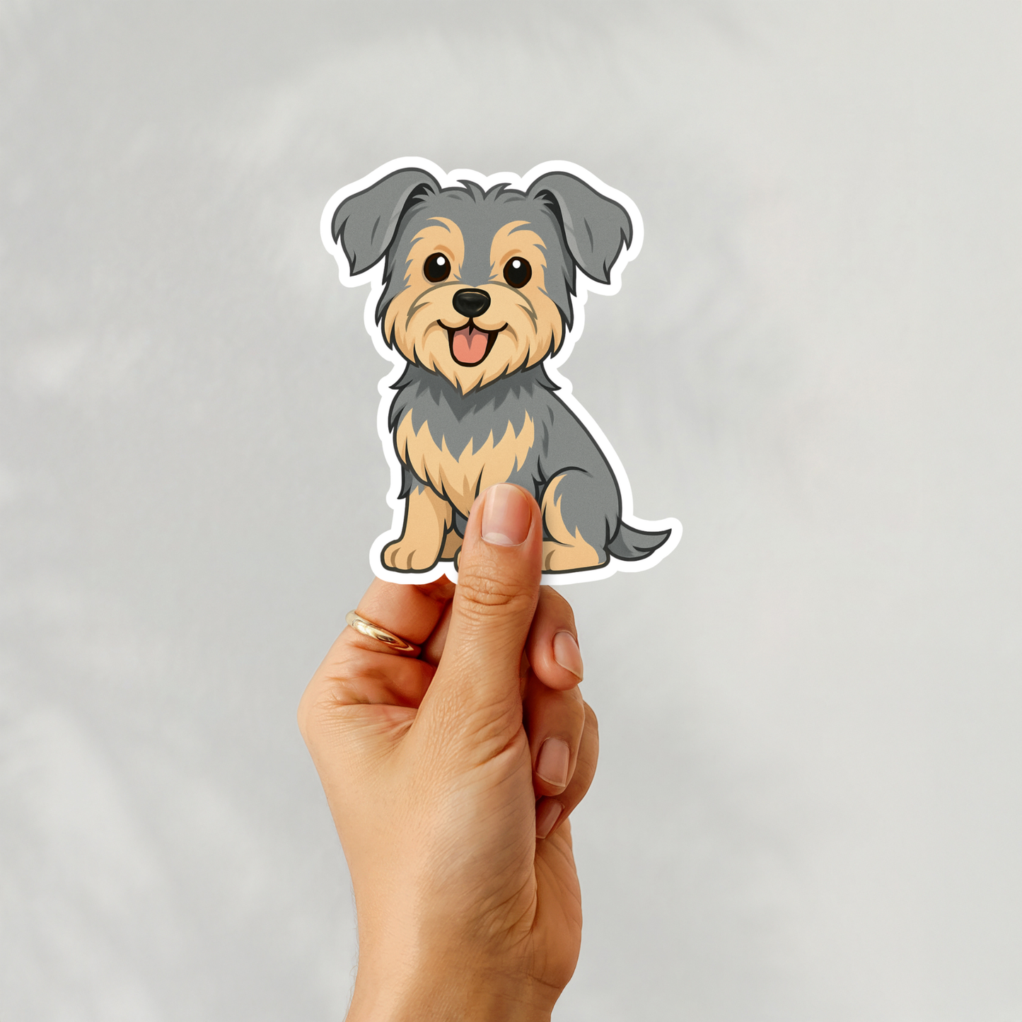 Custom Yorkshire Terrier Dog Sticker - Natural Ears Blue and Tan | Personalized with Name