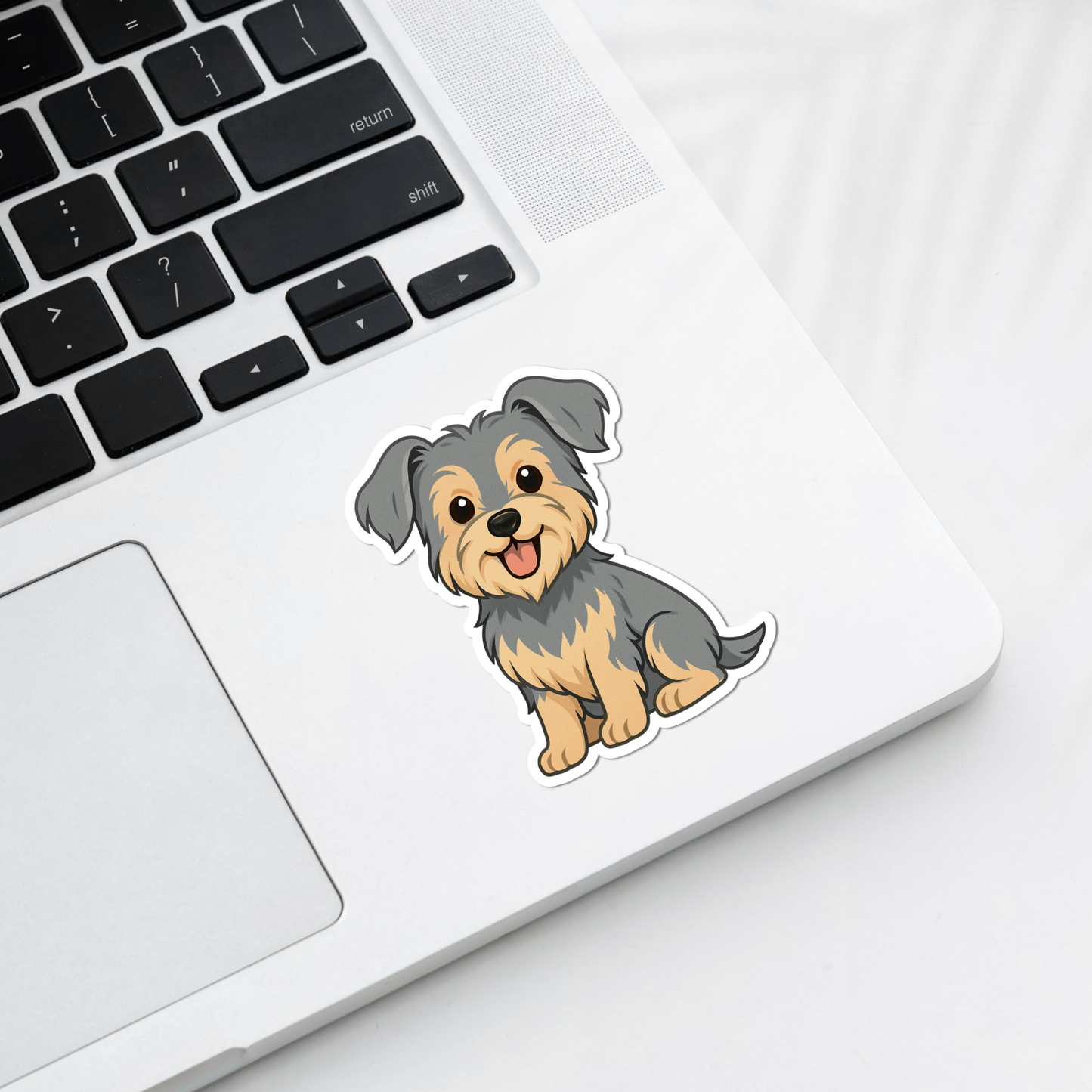 Custom Yorkshire Terrier Dog Sticker - Natural Ears Blue and Tan | Personalized with Name