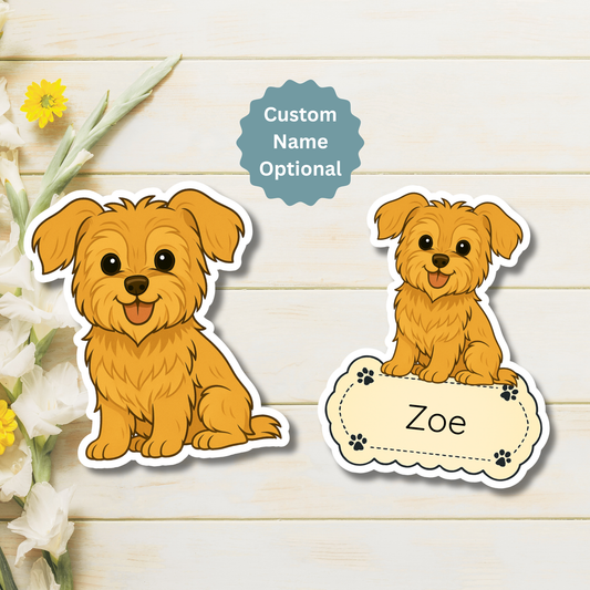 Custom Yorkshire Terrier Dog Magnet - Natural Ears Golden | Personalized with Pet Name