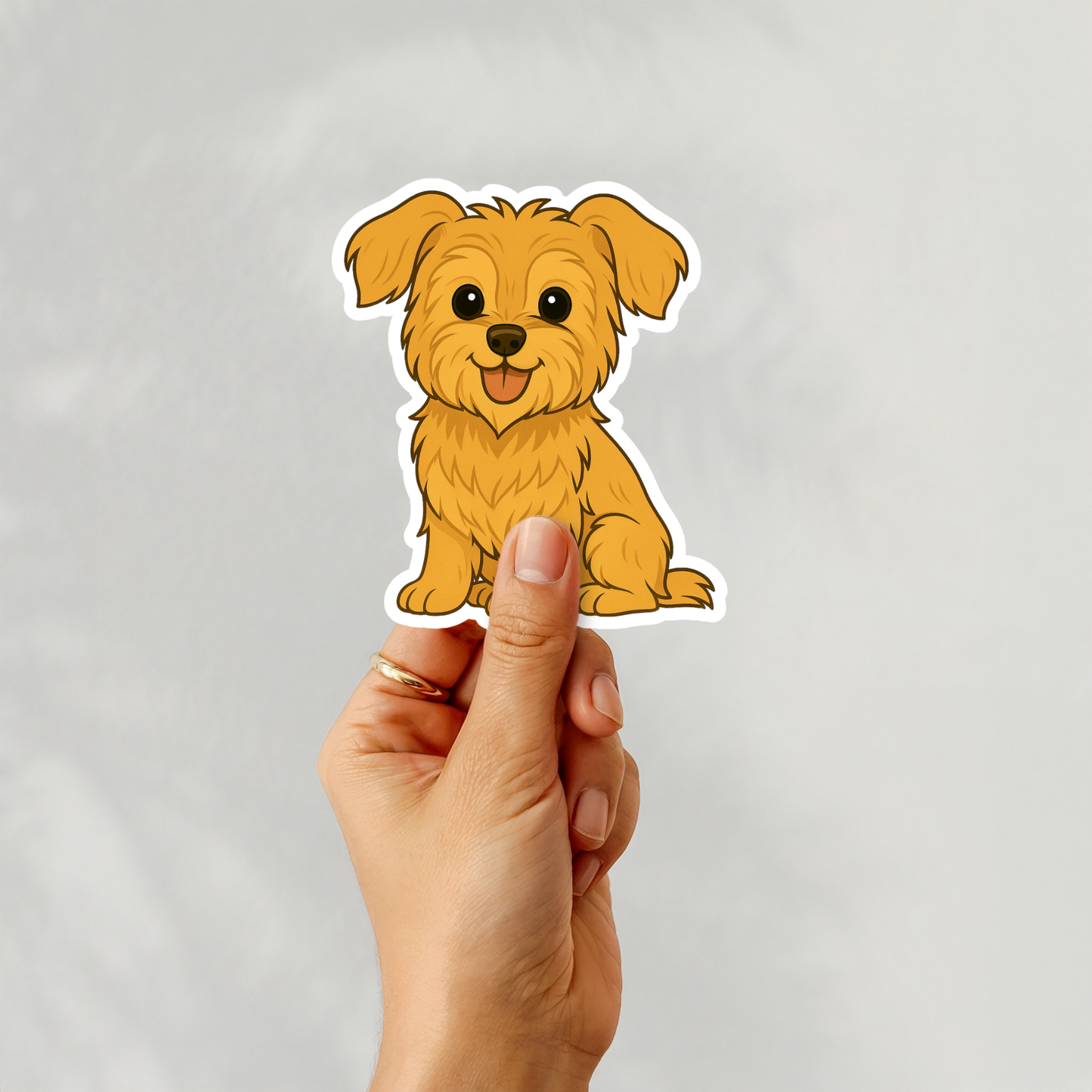 Custom Yorkshire Terrier Dog Sticker - Natural Ears Golden | Personalized with Name