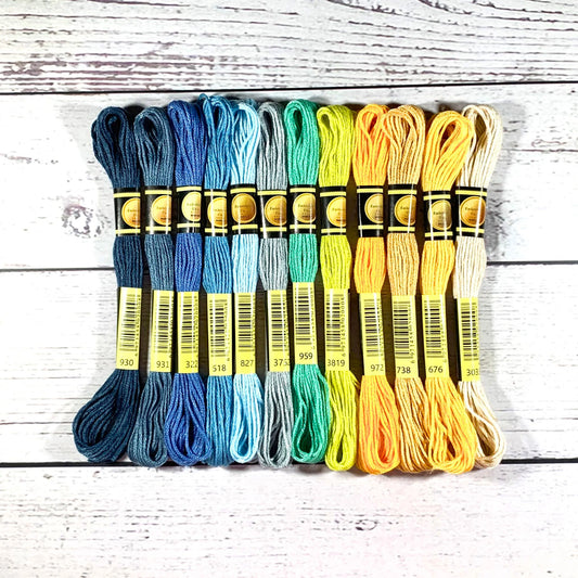 Seaside Serenity 12 pack Floss Set – Sea & Sand Thread Bundle