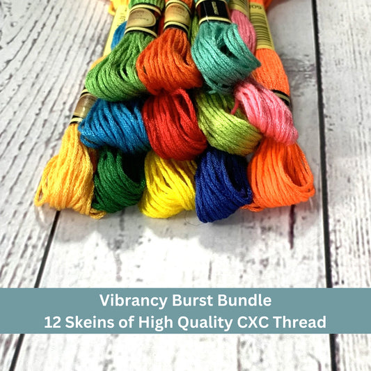 Vibrancy Burst Floss 12 pack Set – Bold & Bright Embroidery Thread Kit