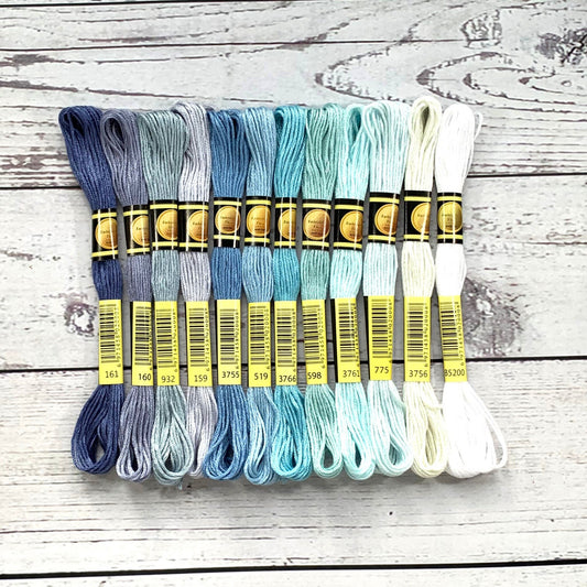 Frosty Elegance Floss Bundle – Cool Winter Stitching Threads