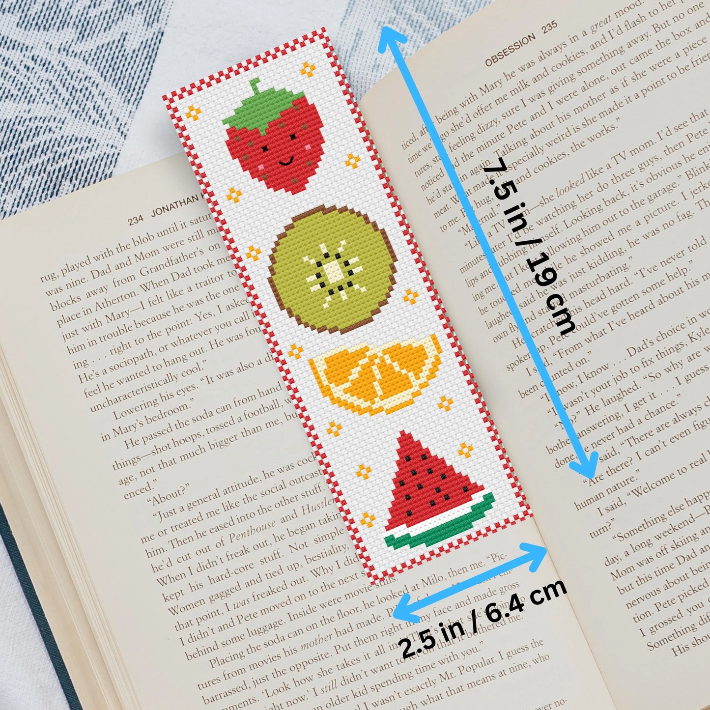 Kit de marque-pages de fruits – Broderie de nourriture mignonne et adaptée aux débutants