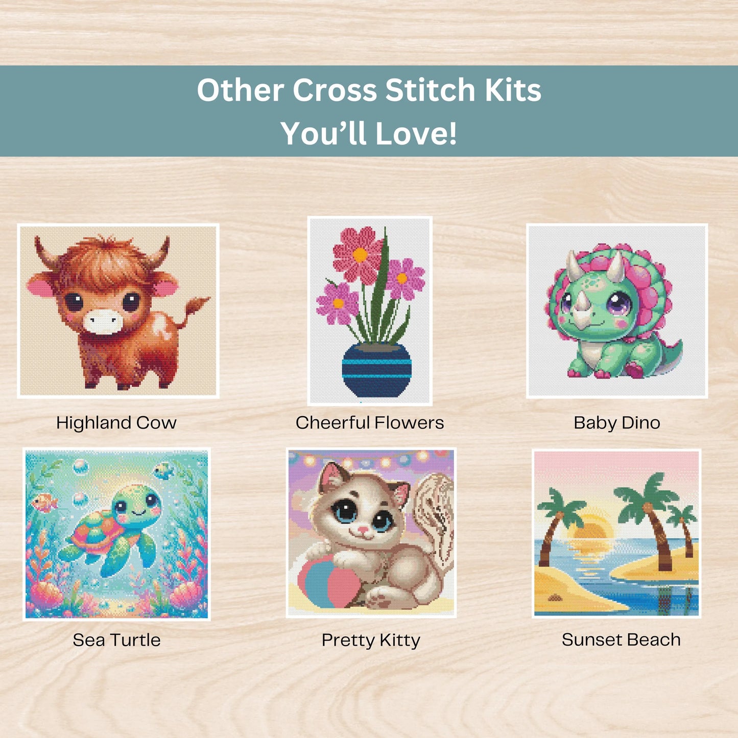 Highland Cow Cross Stitch Kit – Full DIY Farm Animal Needlework