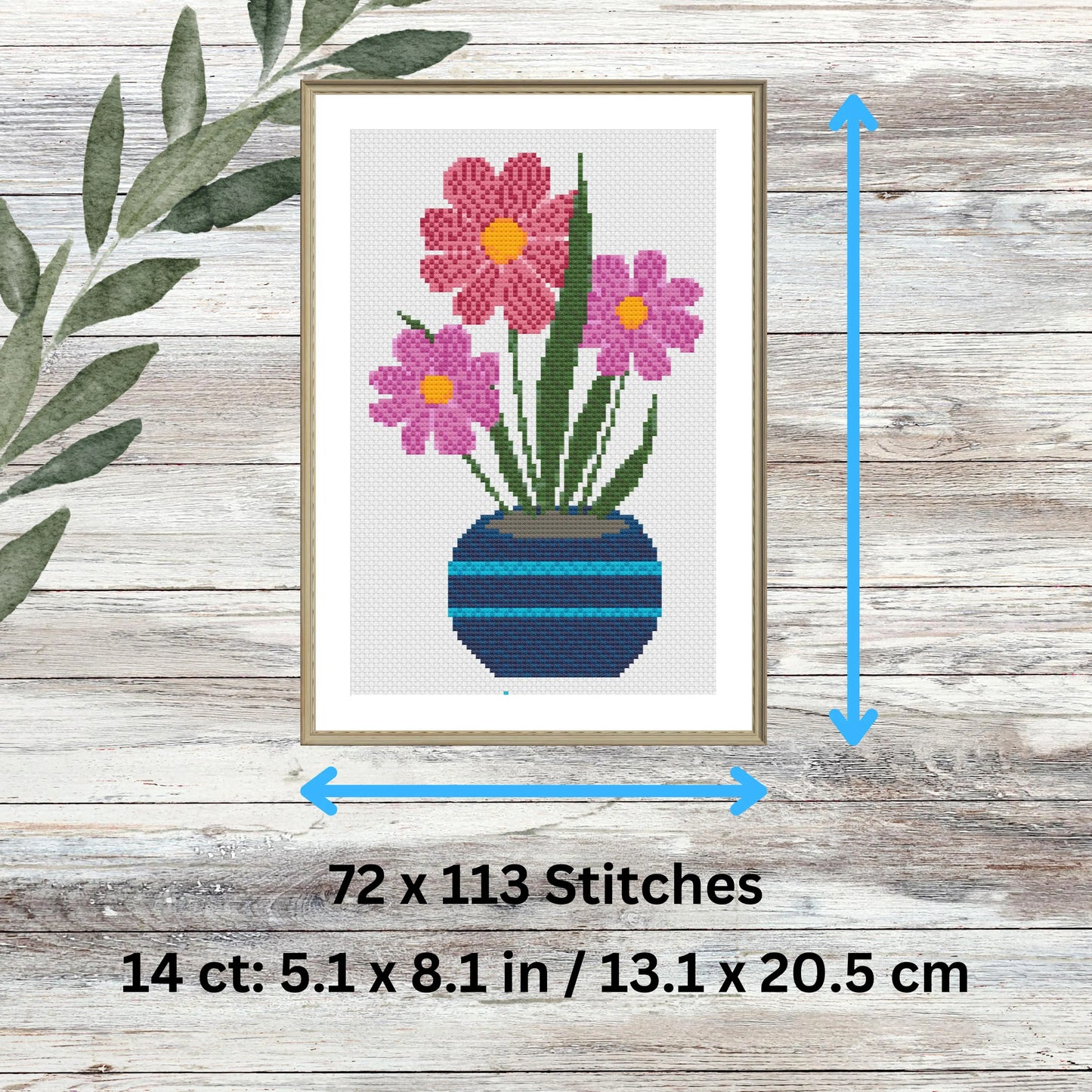 Cheerful Flowers Cross Stitch Kit – Beginner Friendly Botanical Craft