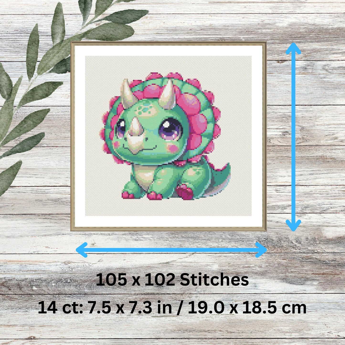 Dinosaur Cross Stitch Kit – Cute Baby Dino Beginner Friendly Stitching Full Kit