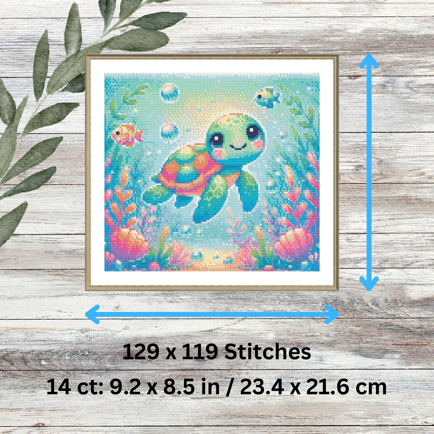 Sea Turtle Cross Stitch Kit – Full Coverage Ocean Needlework