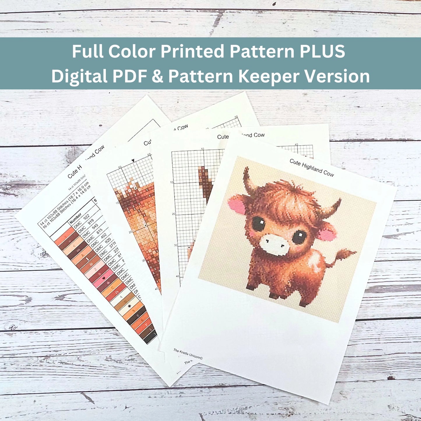 Highland Cow Cross Stitch Kit – Full DIY Farm Animal Needlework