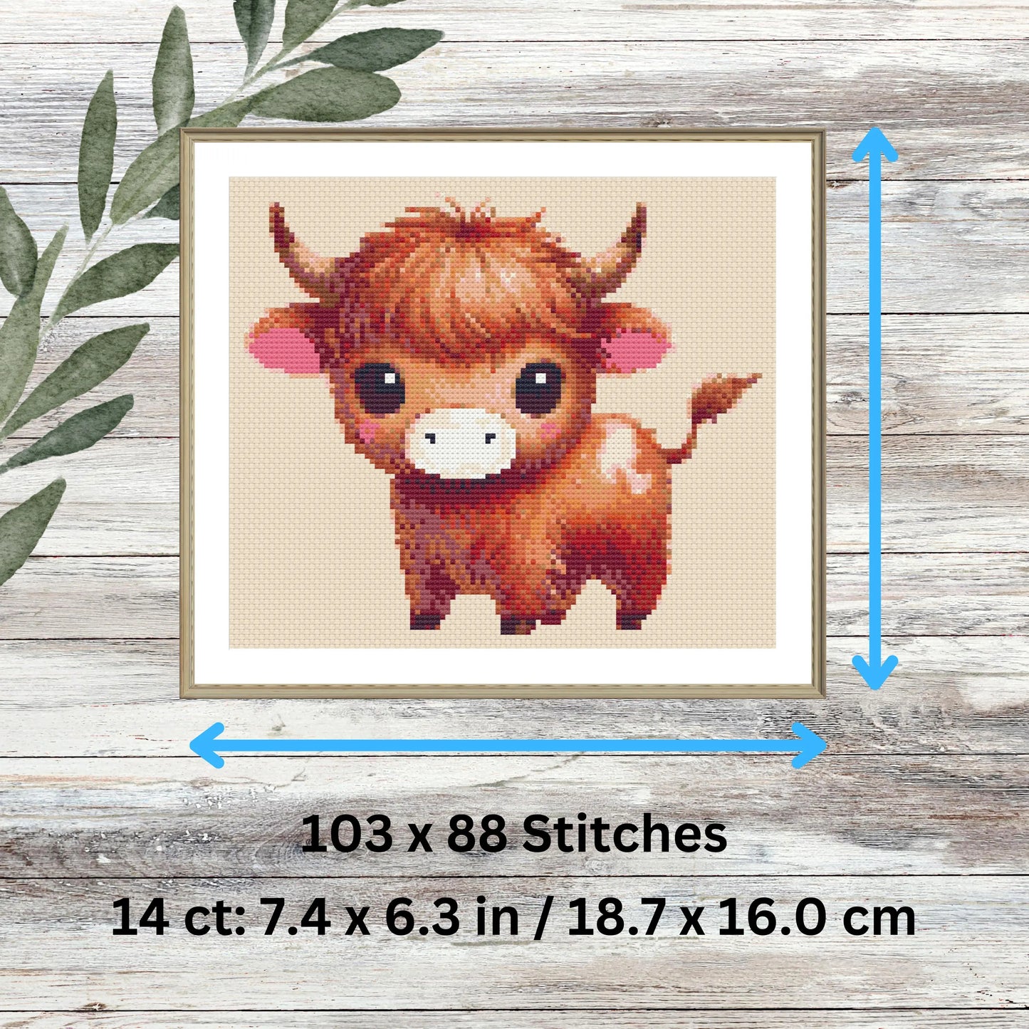 Highland Cow Cross Stitch Kit – Full DIY Farm Animal Needlework