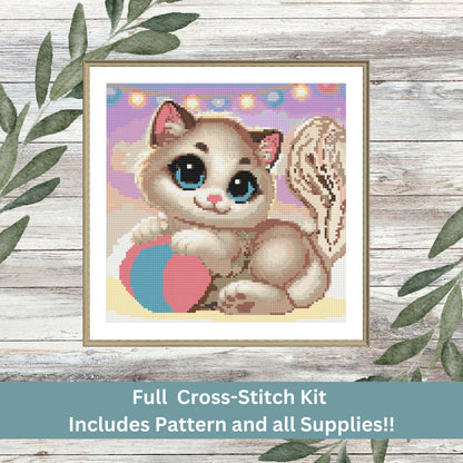 Cute Kitten Kit – Full Coverage Cat Cross Stitch (110 x 110)